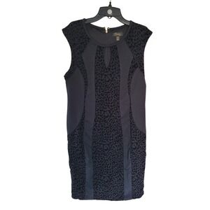 Thalia Sodi Black Sleeveless Leopard Velvet Panel Sheath Dress Medium #21